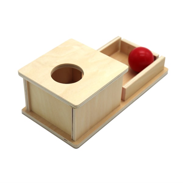 Esineiden pysyvyys puinen laatikko Puinen esineiden säilytyslaatikko tarjottimella 3 palloa Lelut vauvoille Vauvat taaperot