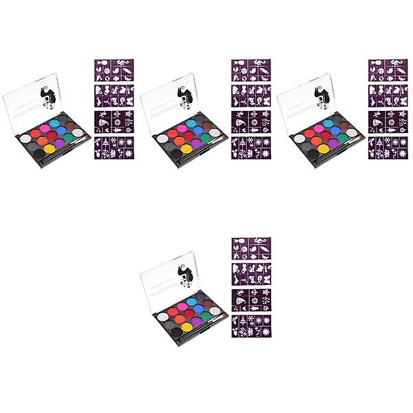 5 Sæt Halloween Makeup Pigment Vandfast Ansigtsmaling Pigment Ansigtsmakeup Værktøjer 4 Sæt 14,5x11cm 4 Sets 14.5x11cm