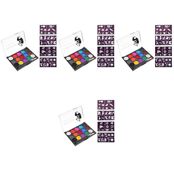 5 Set Halloween Makeup Pigment Vattentät Ansiktsfärg Pigment Ansiktsmakeup Verktyg 4 Set 14,5x11cm 4 Sets 14.5x11cm
