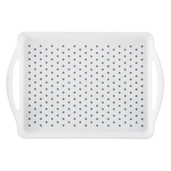1 st Servetteringsbricka Rektangulär Polka Dot Mönster Fruktbricka Halksäker Matplatta Vit 43x29cm White 43x29cm