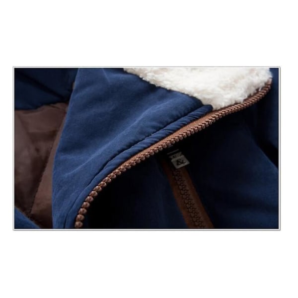 Børne bomuldspolstret skrå lynlås fortykket fleece hætte bomuldspolstret jakke120 cm marineblå navy 120cm
