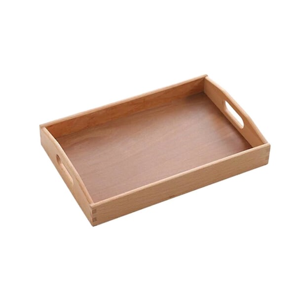 Rektangulær Serveringsbrett i Naturlig Håndlaget Bøk, Firkantet Te-Servering, Brødrull, Mat, Frukt, Flat Håndtak, Palle, Avrenningsbrett, Treplate (20*15*5cm)