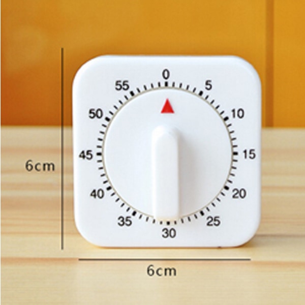 Køkken lille firkantet pendultimer, 60 minutters timer, påmindelse, mekanisk timer, 2 stk samlet hvid