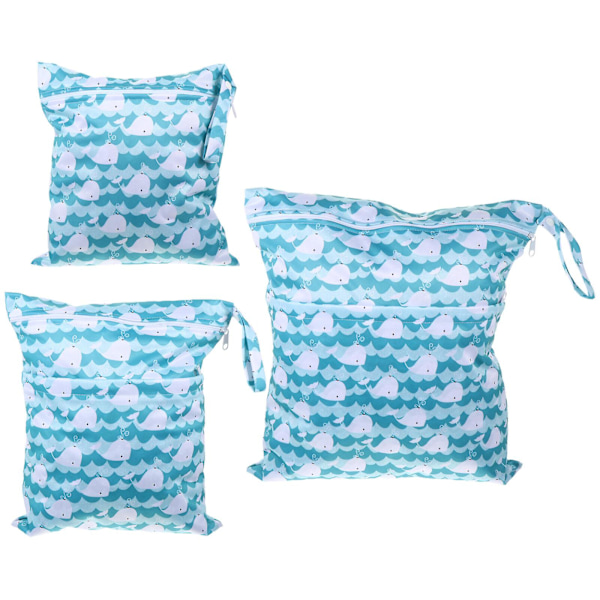 3 stk Vanntette Gjenbrukbare Bleieoppbevaringsposer Våte/Tørre Poser Barnehage Bleiepose Blå 40x45x0.2cm Blue 40x45x0.2cm
