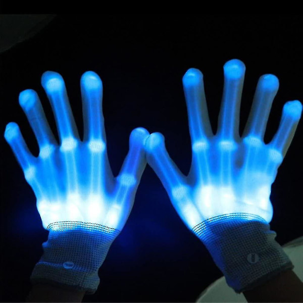 Blå LED-blinkande fingerlampa Skalle