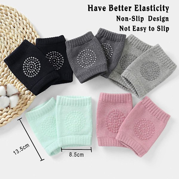 8 Par Baby Knæpuder Krybehjælp Med Gummipunkter Anti-slip