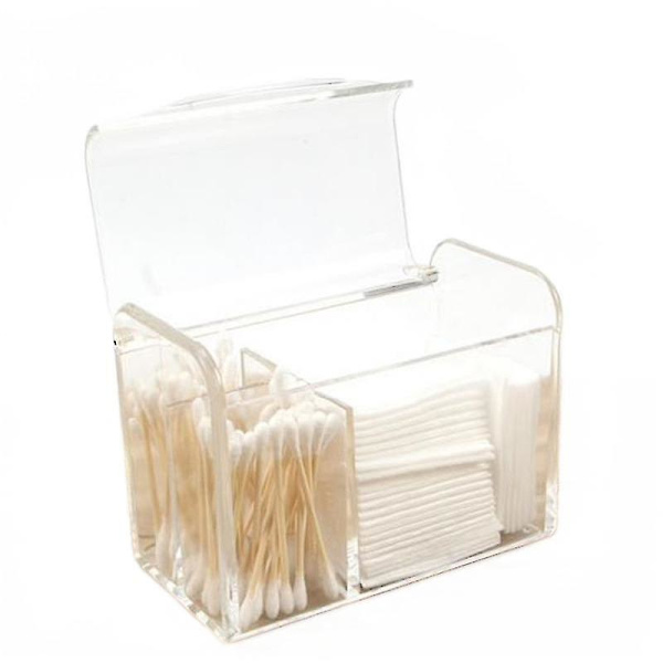 Støvtæt Makeup Vatrondeller Organizer Akryl Kosmetik Vatpinde Opbevaringsbeholdere