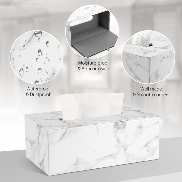 RYI) Marmorläder Rektangulär Tissue Box Kreativt Vardagsrum Te