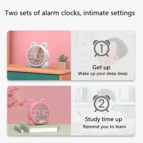 Ok att vakna-klocka för barn - Toddler Sleep Training Clock, nattlampa & väckarklocka vit 1 st