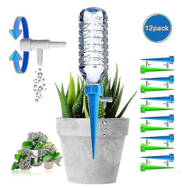 RYO_12-pakning Automatisk Vanningsenhet for Planter, Selvspikersystem med Sakte Utløpskontrollventil, drypper - GXCC