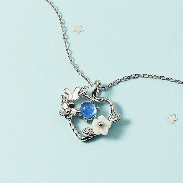 Hopeanvärinen Naisten Muotikorut Sininen Kivi Kuori Kukka Sydän Riipus Kaulakoru Charm Perhonen Choker Kaulakoru Korut