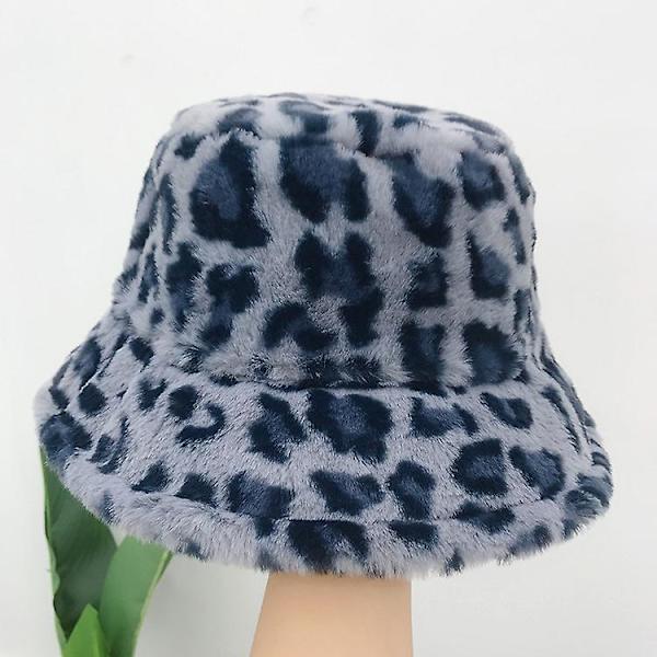 Reversibel bøttehatt for kvinner og menn, sammenleggbar leopard-gepardprint fiskerhatt solhatt bøttehatt for jente gutt blå blue