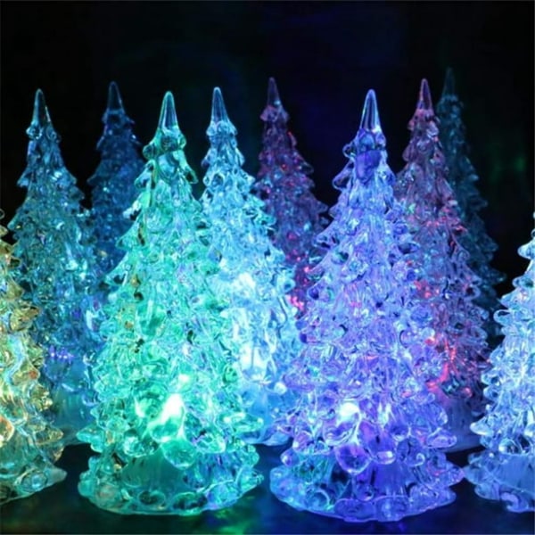 4 stk LED-lysende juletre, mini akryl juletre lysdekorasjon for hjemfestdekor