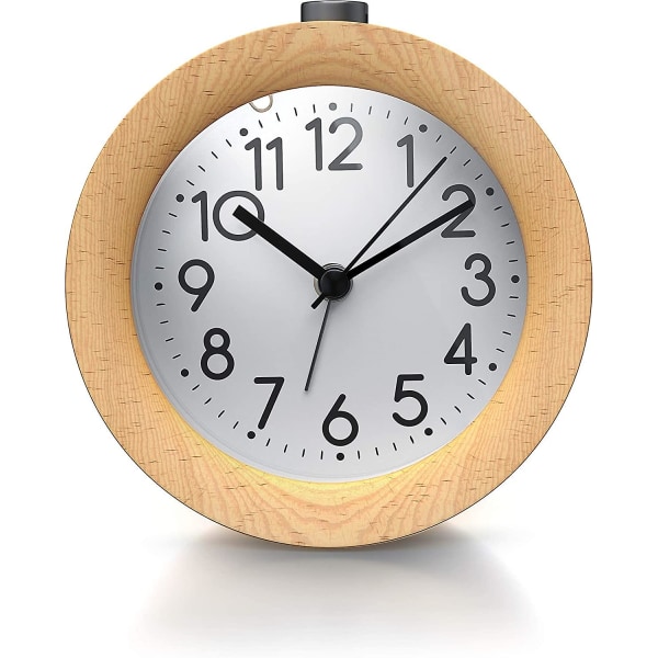 Analog Väckarklocka - Retro Design - Luminous Urtavla Med Ljus - Tyst - Reseväckarklocka - Hörbar Alarm - Snooze-knapp Snooze-funktion - Batteri O