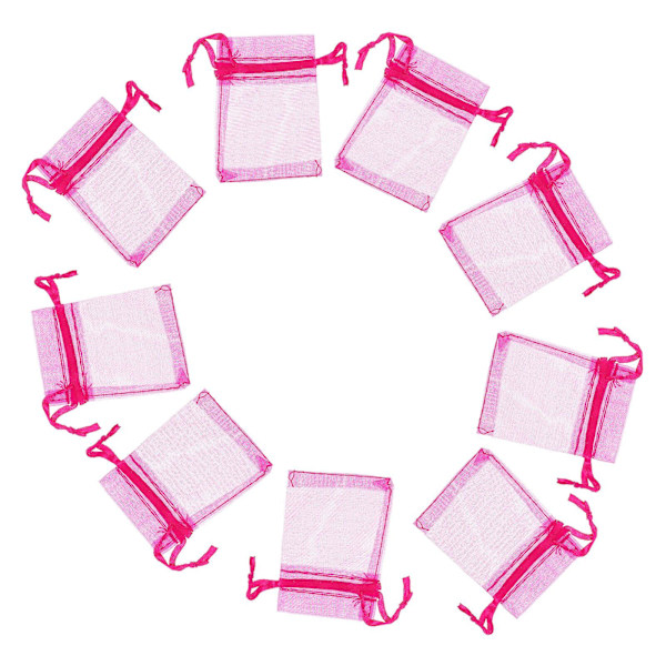 100 stk Klart Organiseringsposer Mesh Sachet Pose Bryllup Organza Poser Perler Oppbevaringspose Dessert Emballasjepose Rosy7X5CM Rosy 7X5CM