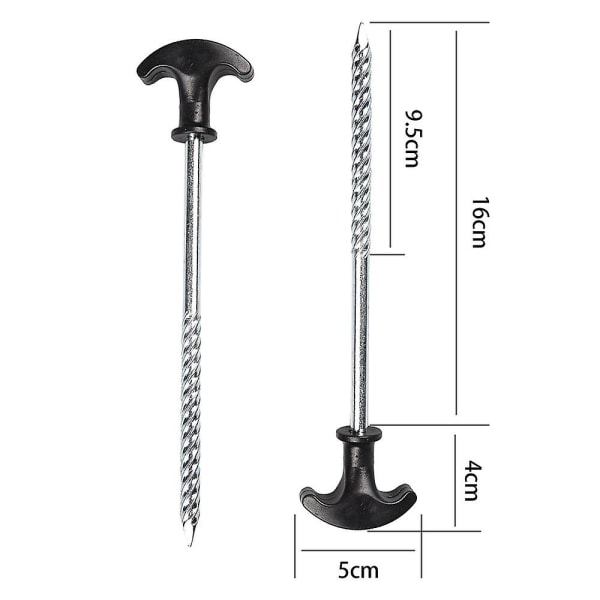 4 stk. Rustfrie Teltplugger, Teltplugger med Skrue, Telt- og Markiseplugger for Hardt Underlag, For Telt For Hage, Camping, Utendørs Campingplass