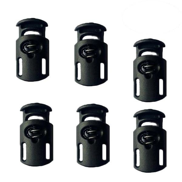 500 stk. Plastik Enkelt Hul Fjeder Stop Tøj Teltsnor Toggle String Cord Låse EndBl Black 500pcs