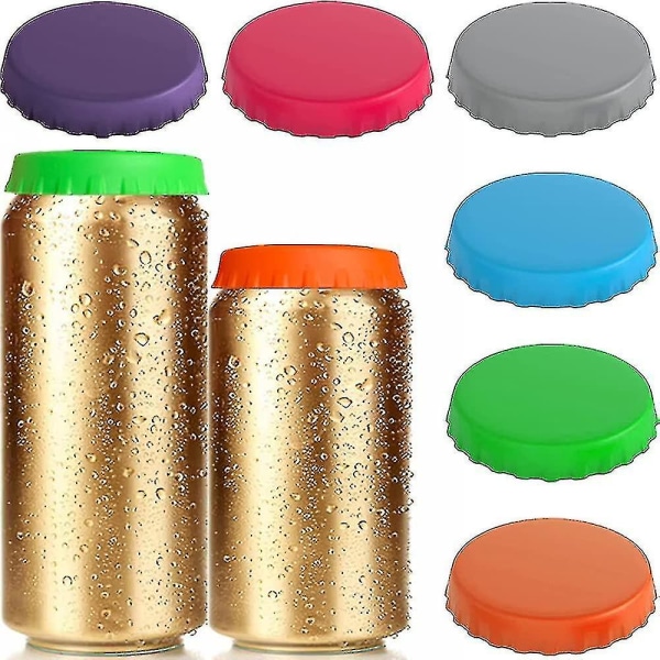 Sodavandsdåselåg, 6-pak genanvendelige silikonedåsedæksler til sodavand/drik/øl, Passer til standard sodavandsdåser flerfarvet multicolored