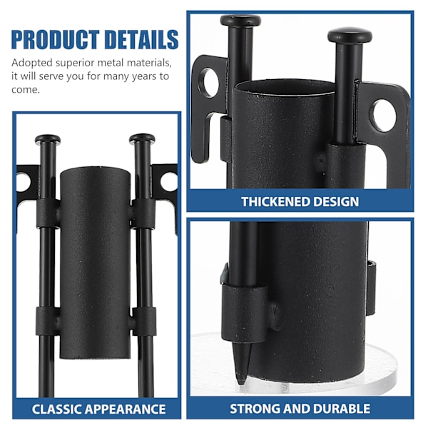 1 Sæt Campingteltstangsholder Forstærket Markise Støtte Markise Stang Stativ Sort 30x3x1,5cm Black 30x3x1.5cm