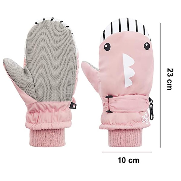 1 Par Barnvinterhandskar Småbarnsvantar För Skidåkning Pojkar Snö Flickor Vattentäta Varma Fleece Rosa pink
