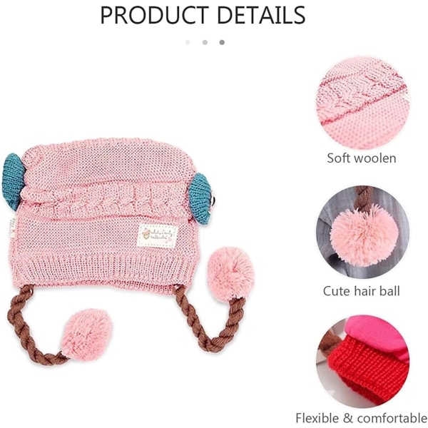 Nyfödda Bebis Mössor Söta Små Mössor Höst Vinter Vår Bebis Flickor Mössa Varm Stickad Ullhatt för 6-18 Månader Barn Bebis (Rosa)