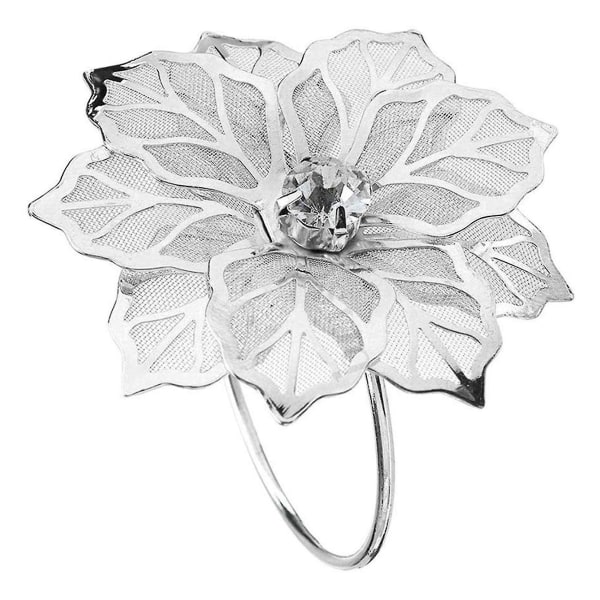 12 stk. 3D Blomster Metal Servietring Holder Middag Bryllup Håndklæde Ringe