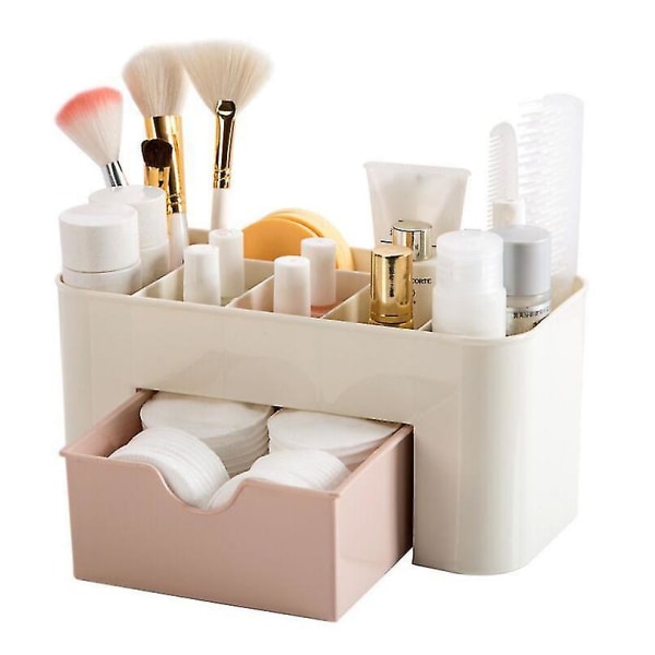 Desktop Makeup Organizer Laatikot, Kosmetiikka Säilytys Box Division Office Desk Organizer (vaaleanpunainen)