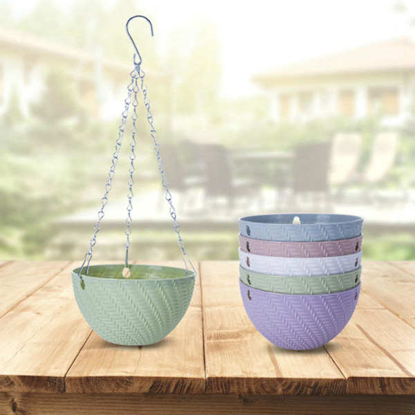 2x Hengende Plastkurv 16x10cm Hageplante Kjede Planter (lilla)