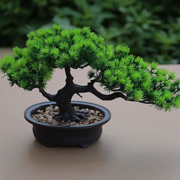 Kunstig Bonsai-tre, falsk plante, popdekorasjon, kunstige innendørs planter, furubonsai-plante for hoveddekorasjon og utstilling