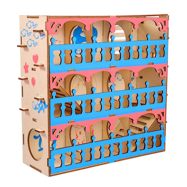 1 st Hamster Labyrinth Leksak i Trä Hamstertunnel Leksak Sportleksak Liten Husdjursleksak Blandade Färger 20,5x19,2cm Assorted Color 20.5x19.2cm