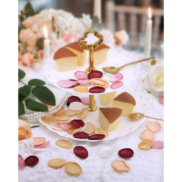 (Red Gold Romance) 200 roseblader til bryllupsdekorasjoner, lyserosa kronblader til midtdeler, mottaksbord, gangpynt, brudefest.