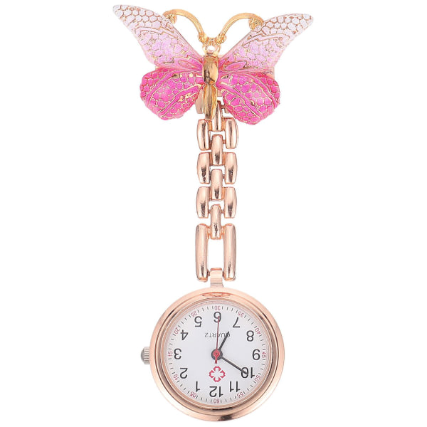 1pc Butterflies Nurse Watch Pocket Watch Beautiful Badge Watch For Women8X4CM