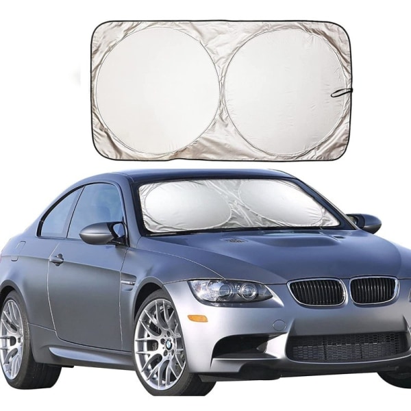 Bilforrude solskærm | Reflekssolskærm til bilinteriør | Cool reflekterende solafskærmning passer til små sedaner (63x33,8 tommer)