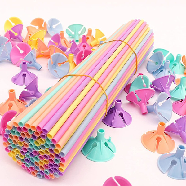 100 stk. Enkelt Ballonpinde, Ballonpinde Til Balloner, Klar Ballonpinde Til Bryllup, Velegnet Til Fester, Bryllupper, Festivaler (multifarvet)