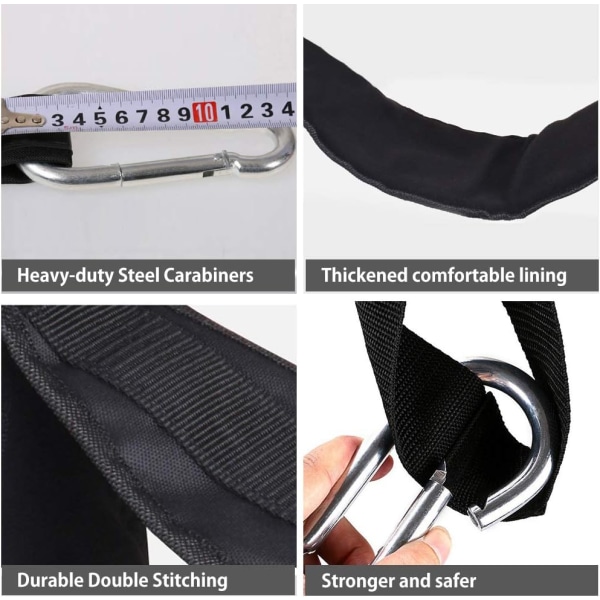 Hængende Armstropper til Abdominal Træningsmaskiner med D-ringe - Riv-resistente Fitnessstropper - Par af Abdominal Stropper til Pull-Up Bar