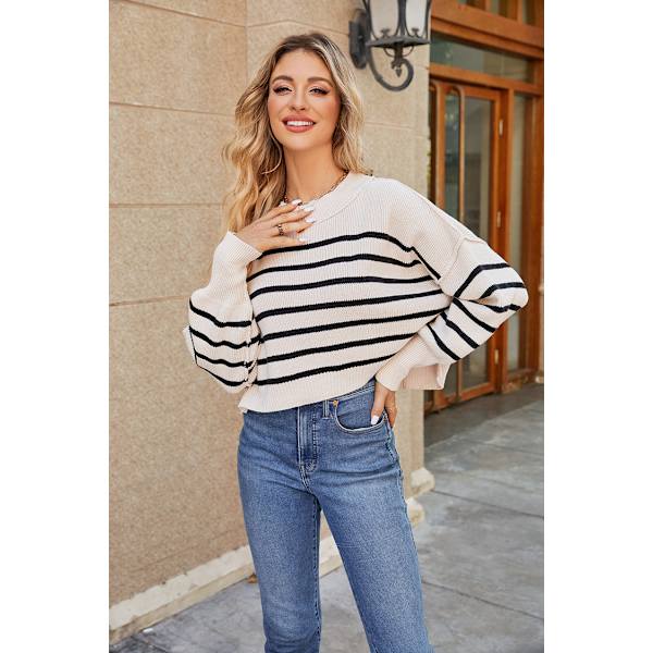Naisten Pyöreäkauluksinen Lepakkohihainen Pitkähihainen Neulepaita Syksy Ylisuuri Rib-Neule Sivuhaara Pullover Top white XL