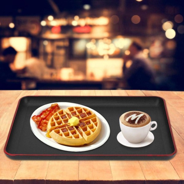 Rektangulär Serveringsbricka i Plast, Halksäker Serveringsbricka för Mat för Restaurang Hem Hotell 38*24.4cm 3-pack