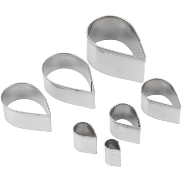7-dels set Rostfritt Stål Rosblad Kakor Kex Utstickare Form Bakning Form Tårformad Utstickare Set
