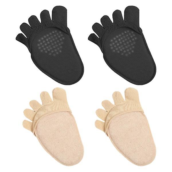 2 Par Fodpuder Sokker Halv Forfod Sokker Fem Tå Sokker Anti-slip Høj Hæl Sokker Assorteret Assorted Color 14.6X8.5CM