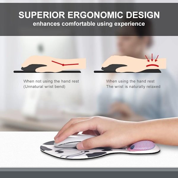 Musmatta med handledsstöd Ergonomisk Gel Musmatta med Minnesskum Smärtlindrande Musmatta Bekväm Datormusmatta för Laptop