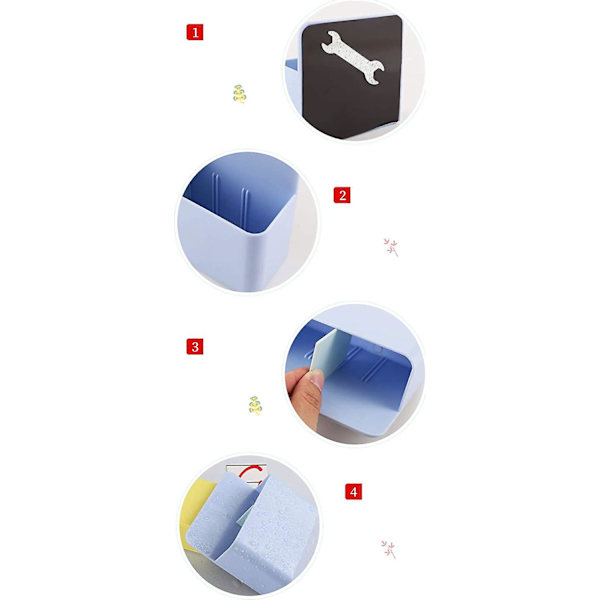 Magnetisk Pennhållare Plast Pennburk Justerbar Pennfodral Pennhållare Vittavla Förvaringslåda Pennor Markörer Skåp Kontorsmaterial Tillbehör - Blå/vit