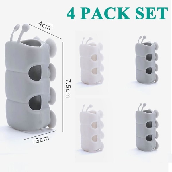 4-pack Duschhuvudhållare med Vakuumsugkoppar, Junvaia Silikon Stark Sugkraft & Vattentät Duschhuvudhållare, Badrums Handdusch (2 Vita, 2 Grå)