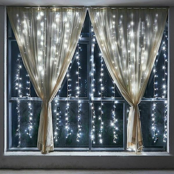 LED-ljusgardin, Ljusnät 3m X 3m Ljuskedjegardin 300 LED-lampor, Ljusgardin för Bröllop, Trädgård, Balkong, Utomhus/inomhusfest