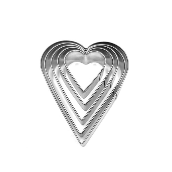 Hjertekjekskjærersett - 4 deler Valentines hjerteformede kakeformede kjeksformer for baking - rustfritt stål