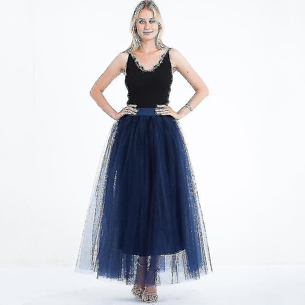 4 Kerrosta, Elegantti Korkeavyötäröinen, Pliseerattu Tullehame, Pallonmuotoinen Tummansininen navy blue