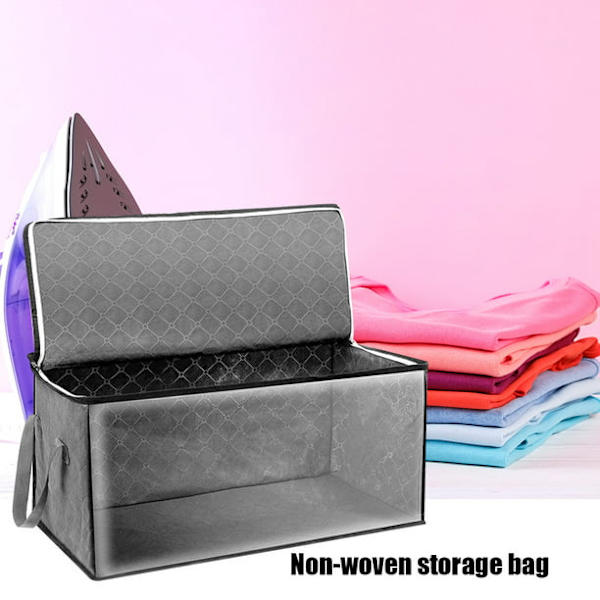Organiseringsväska för kläder och täcken i ovävd textil, hopfällbar filt- och tröjorganiseringslåda 2-pack