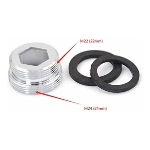 2-pack Massiv Metall Kranadapter för Köksblandare (M24 till M22)