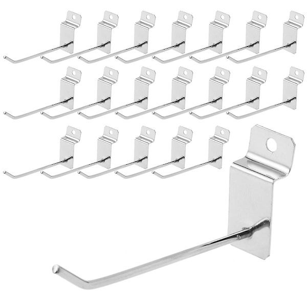 20 st Slatwall-krokar, detaljhandelskrokar, displaypanelkrokar, perfekt för att visa upp produkter i rummet, garaget, butiken, silver Silver