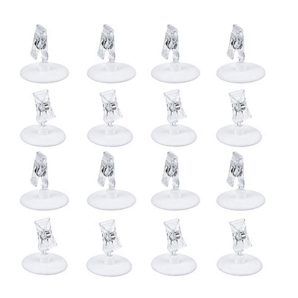 16 stk. Klæbende Noteflag, Visitkort Holder, Tøjstativ Skilte Klips Nip Klips Drejelige Klips Pr White 5.5X5.5CM