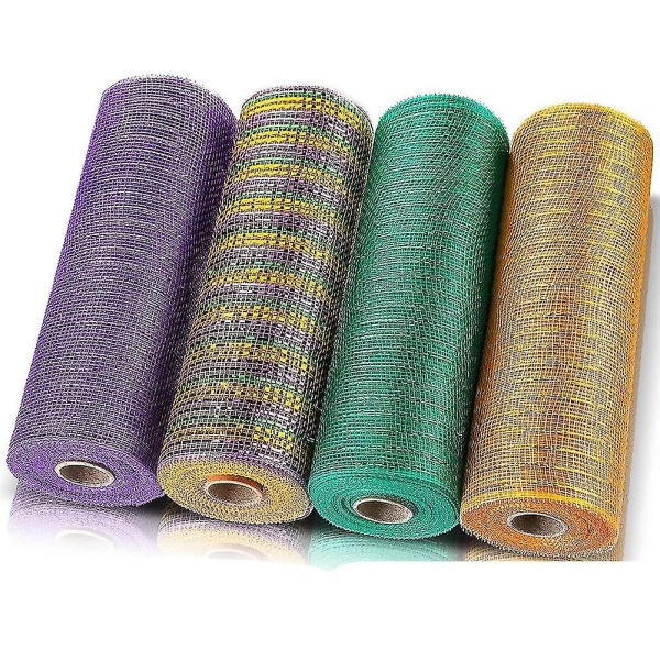 Kransmateriale 4 Ruller Mesh Bånd Metal Dekoration Mesh Bånd Dekoration Mesh Rulle 100 stk Krans